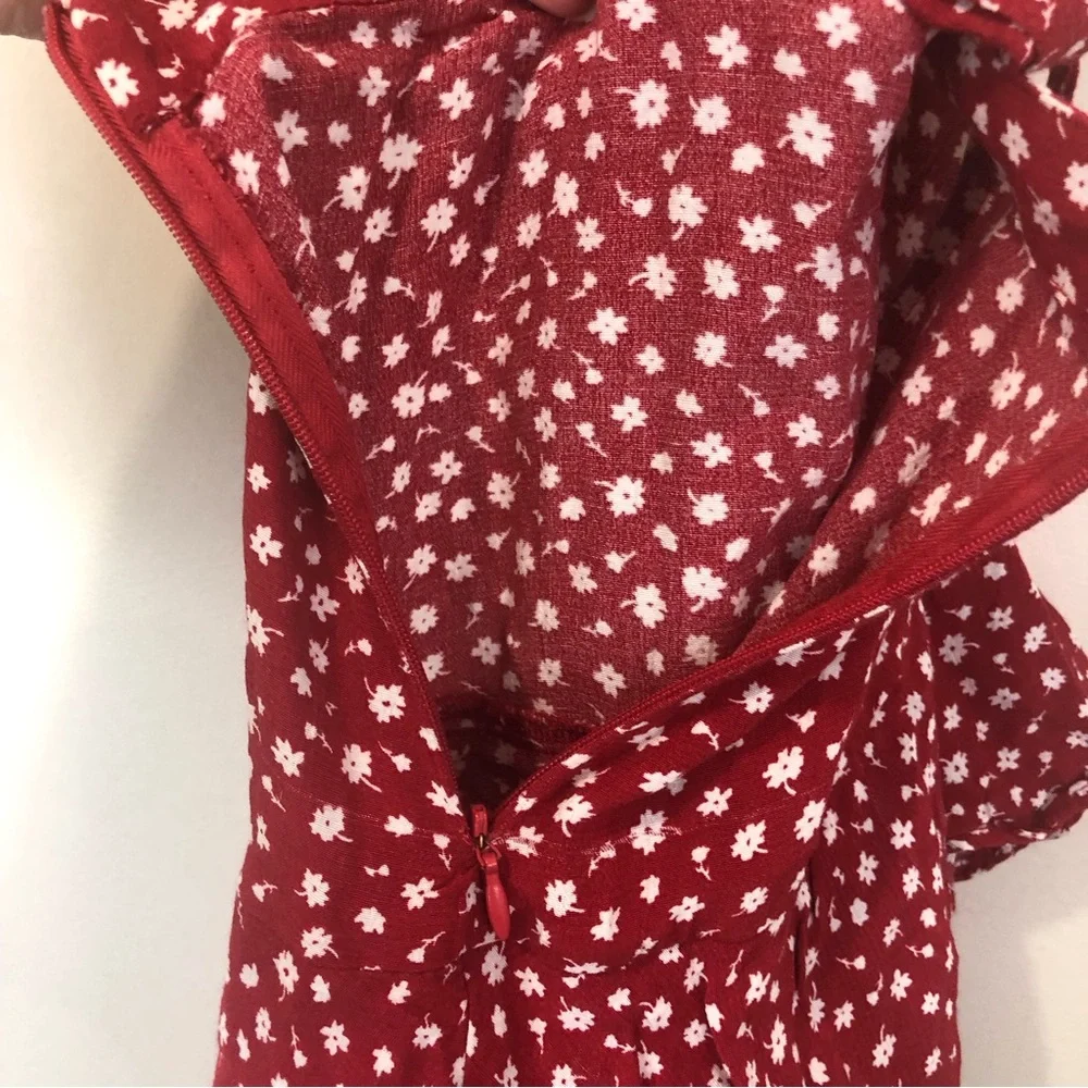 Zara Women’s Red and White Floral Cottagecore Tie Wrap Skort Size Small - Picture 8 of 8